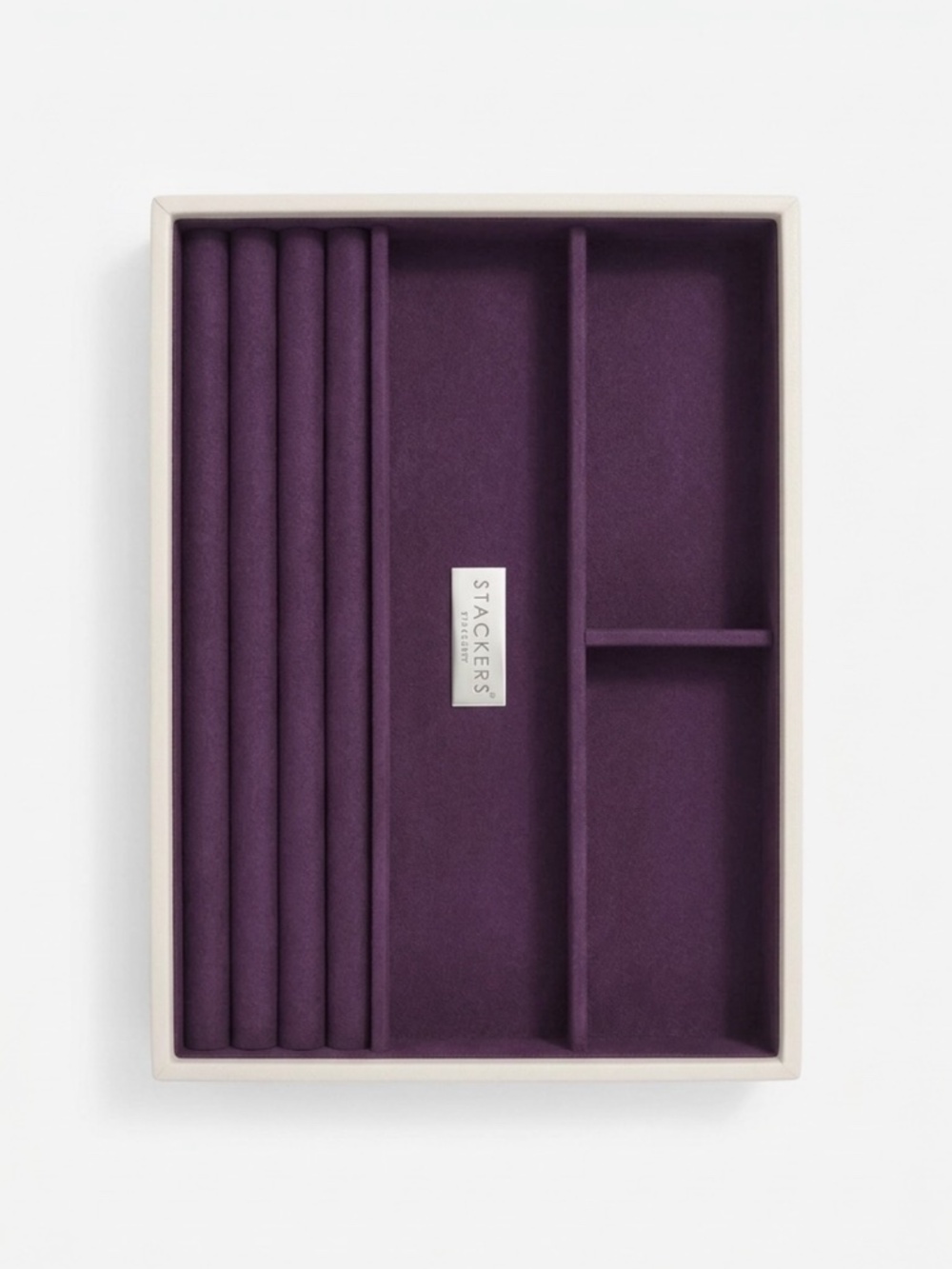 Stackers London Classic Ring & Bracelet Jewelry Box Layer Cream Plum